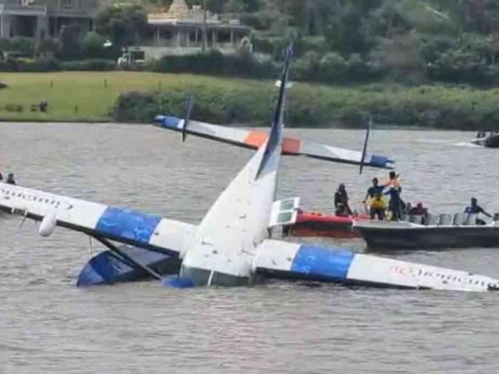 தரையிறங்கும் போது நுவரெலியா ஏரியில் வீழ்ந்த விமானம்!