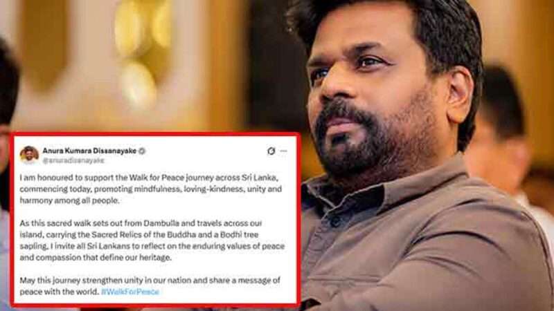 சமாதான நடைபயணத்திற்கு ஜனாதிபதி முழு ஆதரவு