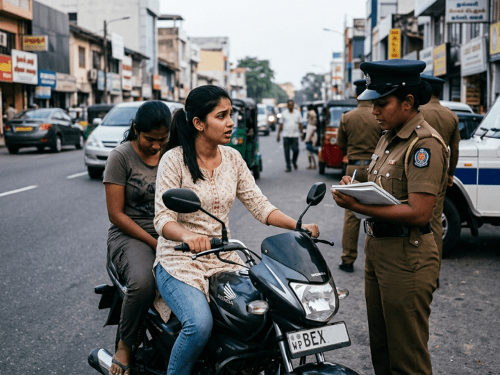 தலைக்கவசம் இன்றி பைக் ஓட்டிய யுவதிகள்- பொலிஸாரால் கைது