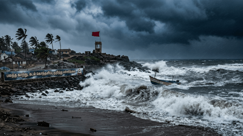 பலத்த காற்று, கடல் கொந்தளிப்பு குறித்து எச்சரிக்கை