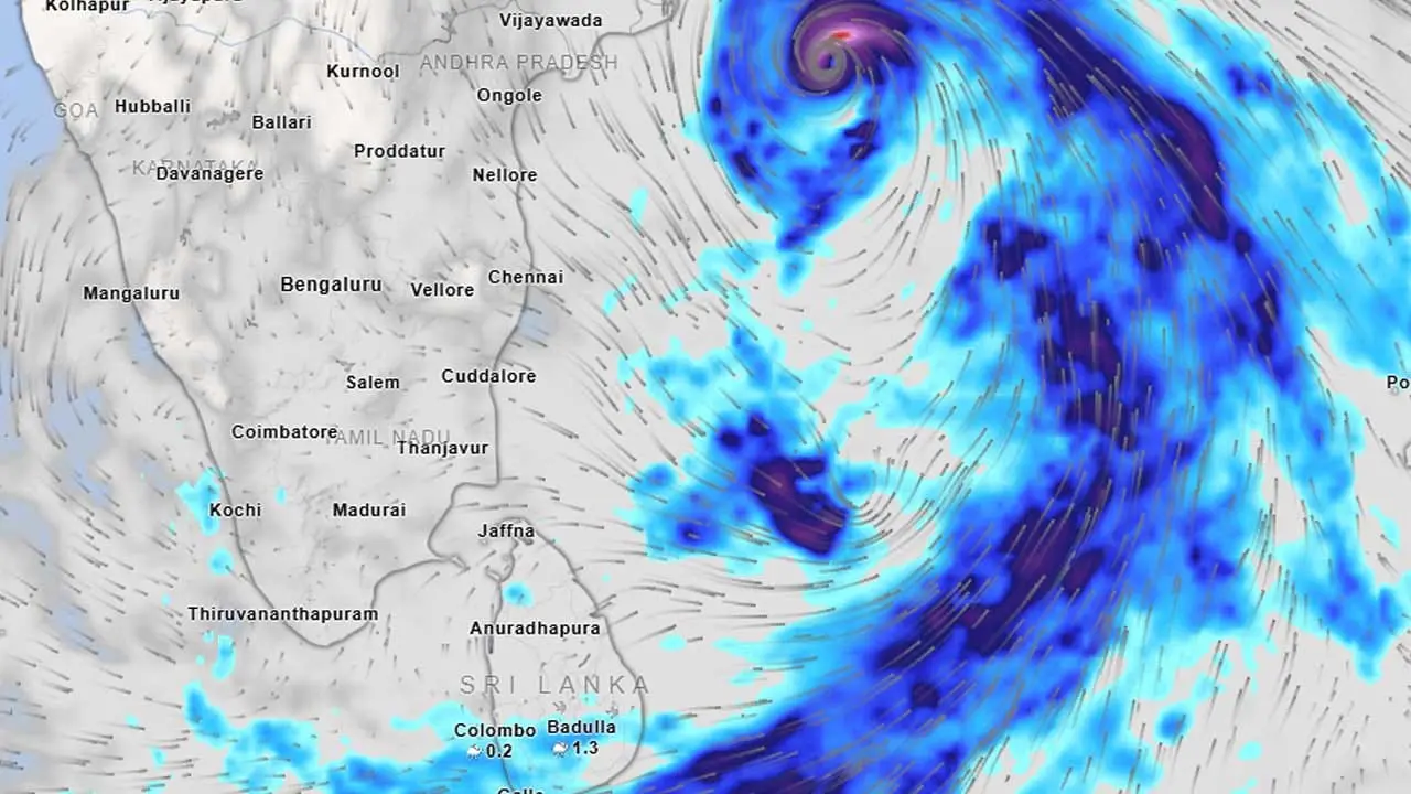 அர்னாப் புயல் காங்கேசன்துறையில் இருந்து 890 கிலோமீற்றர் தொலைவில்